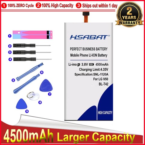 HSABAT 0 Cycle 4500mAh BL-T42 Battery for LG V50 ThinQ 5G LM-V500 V500N V500EM v500xm High Quality Replacement Accumulator ► Photo 1/6