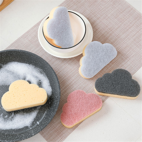 4PCS Creative Multi-functional Cloud Sponge Kitchen Washing Cloth Car Washing Glass Washing Sponges Strong Decontamination Pads ► Photo 1/6