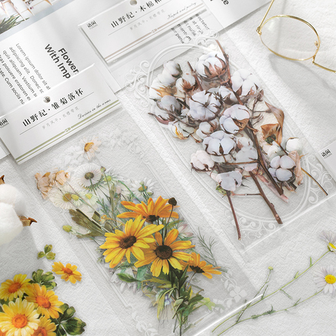 11 Sheets/pack Fresh Floral PPET Transparent Decorative Stickers Flowers Plant Series Decals For Diy Personalize Bullet Diary ► Photo 1/6
