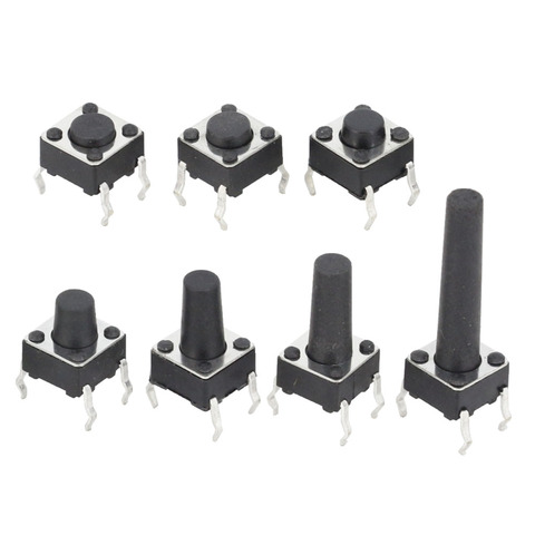 100 PCS 6*6*4.1~10 mm tact switch 4 pin Vertical micro button switch Key switch Tactile Push Button Induction switch 6x6 series ► Photo 1/2