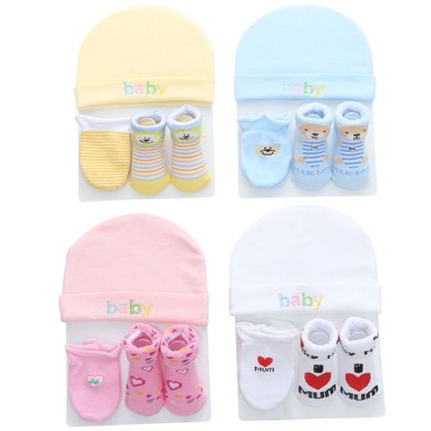Autumn Winter Baby Hat and Mittens Girl Boy Cap Socks Comfy Infant Hat & Gloves Cotton Toddler Newborn Baby Accessorise For 0-3 ► Photo 1/6