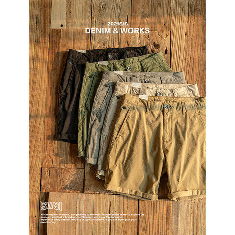 SIMWOOD 2022 Summer New Classical Shorts Men Little Elastic Basic Solid Shorts Quality Knee-Length Garment Washed Trousers ► Photo 1/6