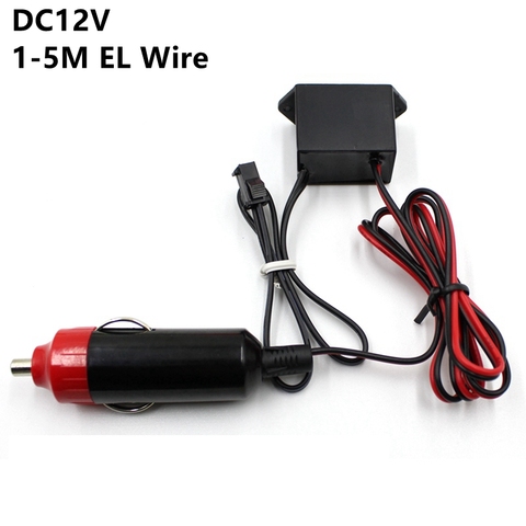 DC12V Car Cigarette Lighter Power Supply Adapter Driver Controller Inverter For 1-5M El Wire Electroluminescent Light,DC To AC ► Photo 1/6