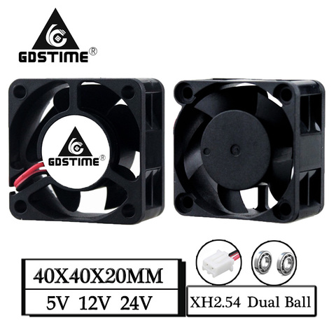 1pcs Gdstime DC 5V 12V 24V 40x40x20mm Ball Bearing Heatsink Cooling Fan 4020 40x20mm 4cm Smart Radiator Cooler Brushless Fan ► Photo 1/6