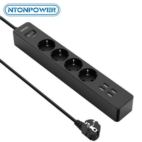 NTONPOWER Network Filter 4000W Smart Power Strip EU Plug Sockets With 1.5M Extension Cord Surge Protector for Home Office ► Photo 1/6