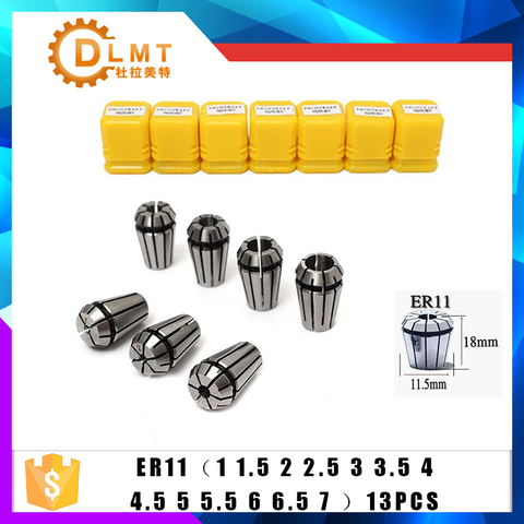 13pcs/set ER11 1-7MM Spring Collet High Precision Collet Set For CNC Engraving Machine Lathe Mill Tool ► Photo 1/6