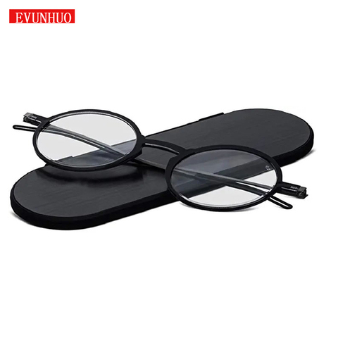 Manhattan reading glasses + Milano anodized aluminum, magnetic case | Round black frames  Presbyopia Reader Hyperopia Eyewear ► Photo 1/6