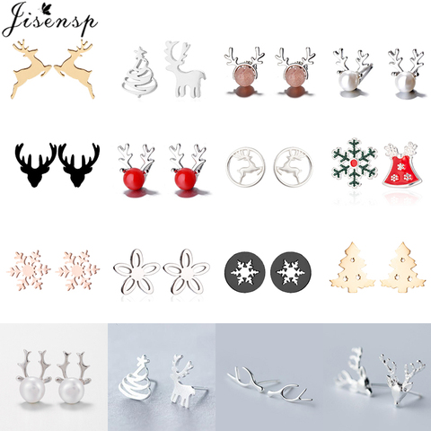 Jisensp Cute Christmas Earring Lovely Tree Bell Jewelry Accessories Cartoon Deer Stud Earrings Christmas Gifts for Women Kids ► Photo 1/6