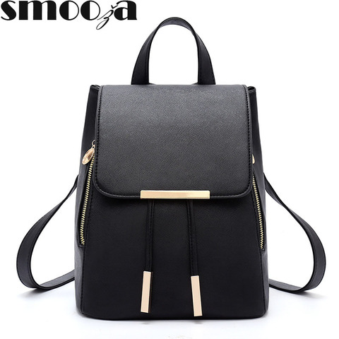 SMOOZA 2022 Women Leather Backpack Travel Backpack School Backpack High Quality Female Fashion Backpack For Girls Travel Bagpack ► Photo 1/6