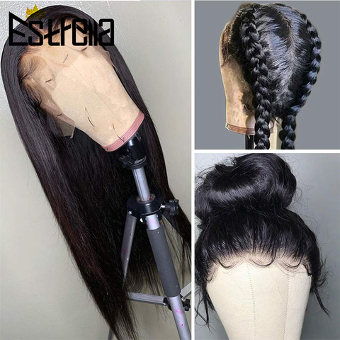 360 Lace Wigs Human Hair Pre Plucked Straight Human Hair Lace Frontal Wig Brazilian Remy Lace Front Human Hair Wigs 150% Density ► Photo 1/6