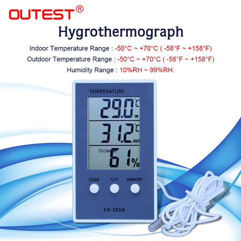 Digital LCD indoor outdoor thermometer hygrometer baby face display temperature humidity tester weather station CX-201A ► Photo 1/6