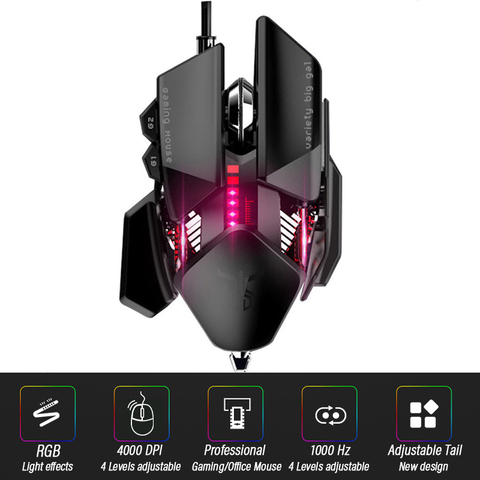 Ergonomic Gaming Mouse Computer-Mice Gamer Wired Laptop Usb-Cable Optical Adjustable Tail Mouse Professional Mouse Gamer 4000DPI ► Photo 1/6