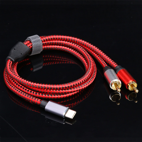 USB Audio Cable Type C Male to 2 RCA Male Audio Cable for Xiaomi Huawei Tablet Speaker Amplifier TV 0.5m 1m 1.5m ► Photo 1/6