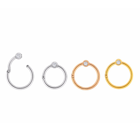 1Pc  Captive Bead Clicker Ring Gems Seamless Hinged Segment Ring Clicker Cartilage Nose/Lip Hoop Rings Septum 16g ► Photo 1/2