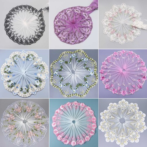 2Y 3D Flower Lace Fabric Embroidered Lace Trim Ribbon DIY Wedding Garment Sewing Craft Accessories ► Photo 1/6