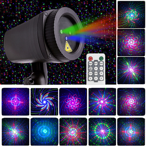 Christmas Sky Star Laser Projector Lights Showers 24 Patterns Effect Remote Moving Waterproof Outdoor RGB Garden Lawn Xmas Deco ► Photo 1/6