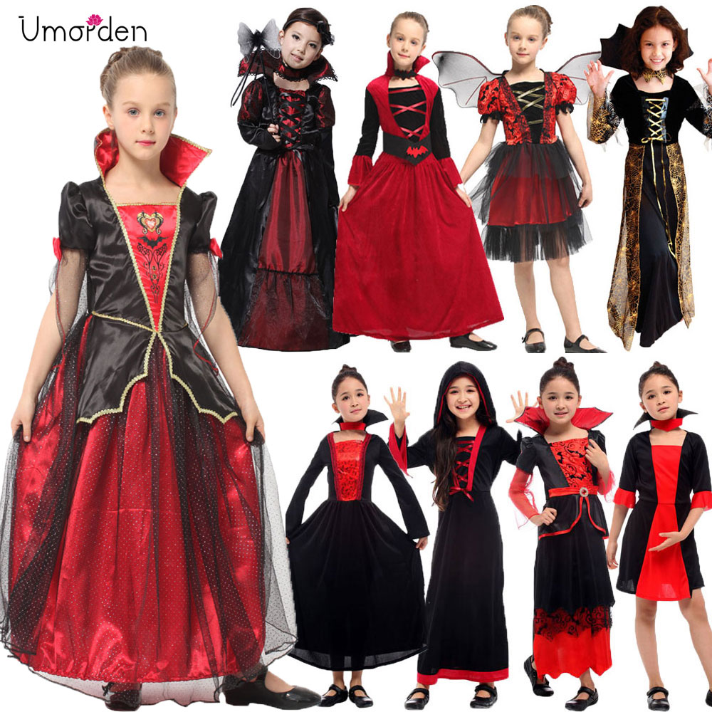 Umorden Gothic Vampiress Cosplay Girls Vampire Costume Kids Girl Collection  Halloween Christmas Purim Party Fancy Dress - Price history & Review |  AliExpress Seller - umorden Official Store 