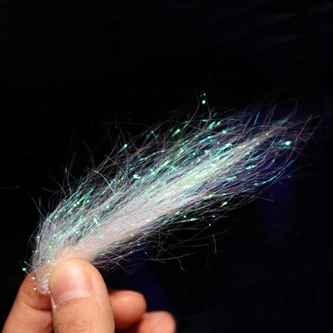 Tigofly 4g/pack Pearl White Ice Dub 9-10cm Long Fly Tying Dubbing Materials Synthetic Sparkle Fibers For Nymph Salmon Trout ► Photo 1/3