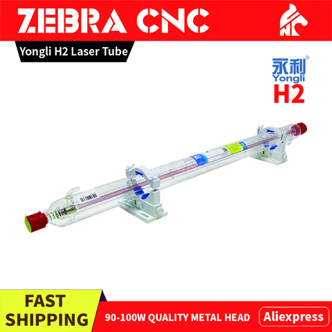 Yongli H2 Laser Tube Co2 Glass Tube 90W 100W Length 1250mm Metal Tube Head 10 Months Warranty Plywood Package Fast Ship ► Photo 1/6