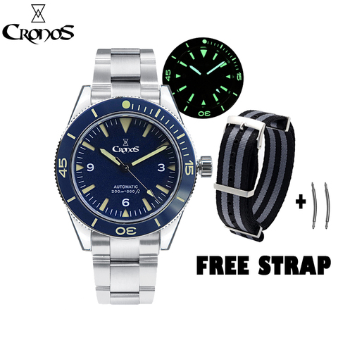 Cronos Sea Master 300 Diver Men Watch Sandwich Dial Automatic NH35 200M Water Resistant Rotating Bezel Metal Band ► Photo 1/6