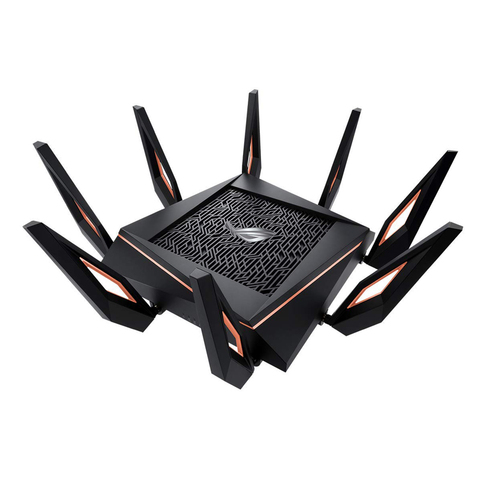 ASUS ROG Gaming Router GT-AX11000 Tri-band Wi-Fi 6 802.11ax World's first 10 Gigabit, quad-core processor 2.5G gaming port DFS ► Photo 1/5