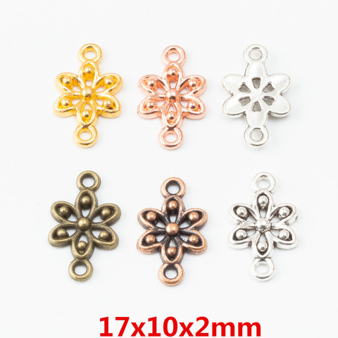 Vintage 60 pcs Cute daintiness Flower connector Pendant Antique bronze Zinc Alloy fit Bracelet Necklace  Metal Jewelry Findings ► Photo 1/3