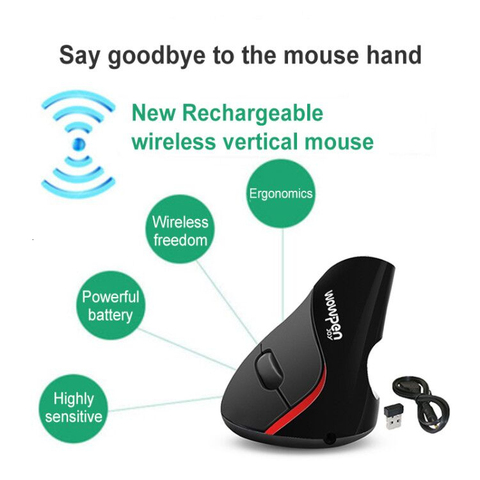 Vertical Wireless Ergonomic Rechargeable Computer Mouse Usb Optical 3d PC Mause 2.4Ghz 1600 DPI Gaming Mice For Laptop Macbook ► Photo 1/6