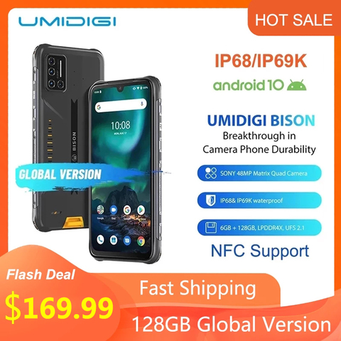 UMIDIGI BISON IP68/IP69K Waterproof Rugged Phone 48MP Matrix Quad Camera 6.3