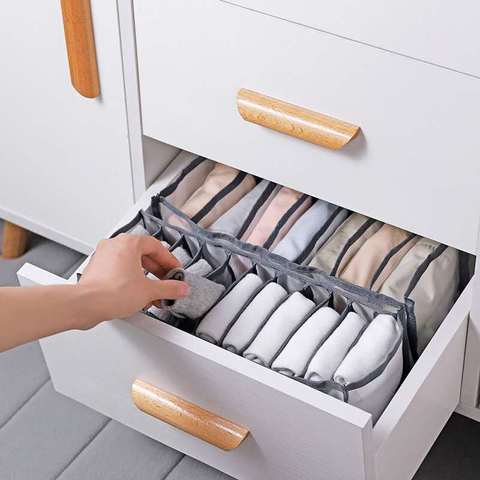 Dormitory closet organizer for socks home separated underwear storage box 7 grids bra organizer foldable drawer organizer ► Photo 1/6