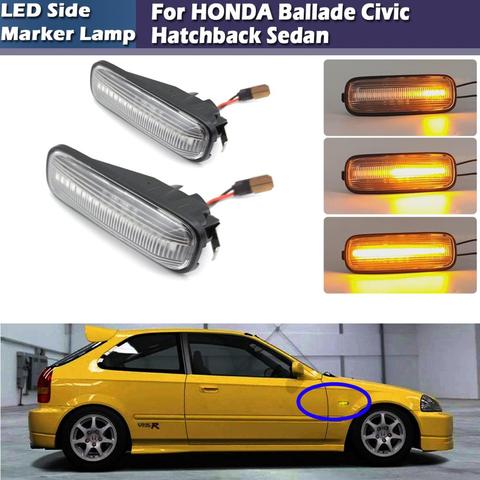 2PCS Clear lens Dynamic Amber LED Side Marker Lights Turn Signal Light for HONDA Civic 96-00 .for Ballade Hatchback Sedan 95-99 ► Photo 1/6