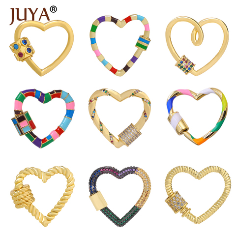 JUYA Jewelry Making Cute Heart Clasp CZ Lock Hook Spiral Clasps For DIY Luxury Women Necklace Bracelet Hand Made Accessories ► Photo 1/6