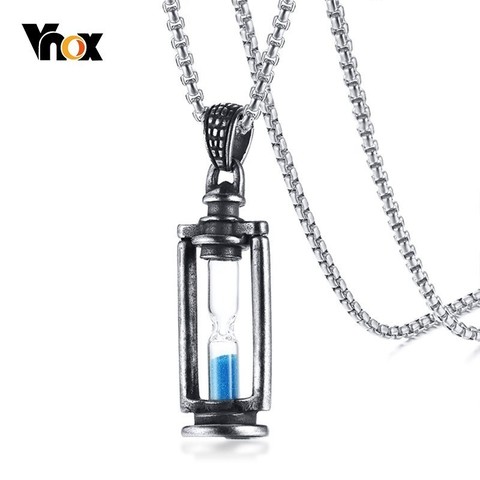 Vnox Memory Hourglass Men's Necklace Vintage Stainless Steel Pendants Promise Love Keepsake Gifts ► Photo 1/6