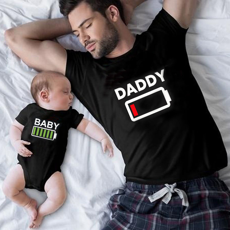 Family Matching Clothes Look Matching Outfit Funny Battery Clothes Dad Mom  Boy Girl T-shirt for Daddy Mommy Me Baby Boy Girl 1pc - Price history &  Review | AliExpress Seller - QIMI
