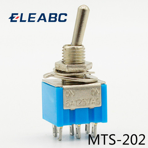 5pcs/Lot Blue 6-Pin DPDT ON-ON Mini 6A125VAC Miniature Toggle Switches  ► Photo 1/4