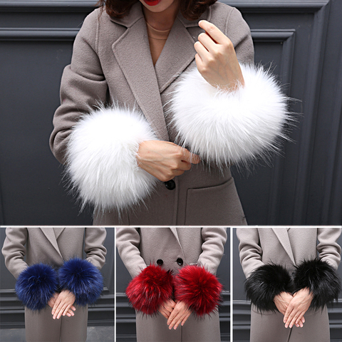 Warmer Faux Fur Plush Windproof cuff sleeve Wrist sleeve winter women Wristband Arms Gloves Accessories ► Photo 1/6