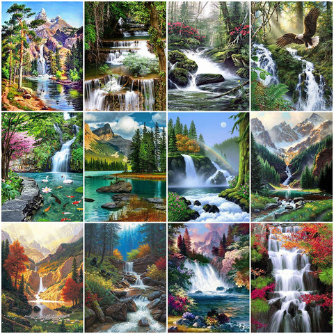 HUACAN Diamond Painting Waterfall Art Rhinestone 5D DIY Diamond Embroidery Landscape Cross Stitch Needlework Decor For Home ► Photo 1/6