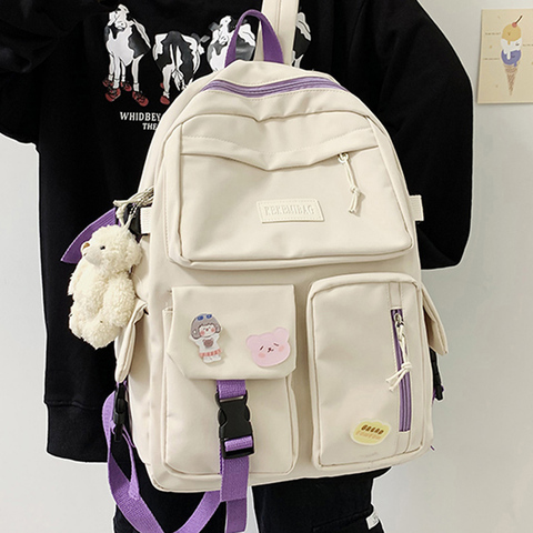 JOYPESSIE Fashion Women Waterproof Backpack Kawaii Student BookBag College School Bag Girl Nylon Men Black Mochila Bagpack ► Photo 1/6