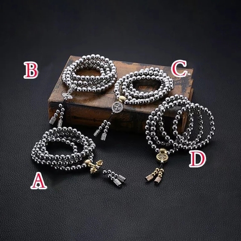108 Stainless Steel Solid Beads Outdoor Self Defense Hand Bracelet Necklace Chain Full Steel Chain Personal Protection Supplies ► Photo 1/1