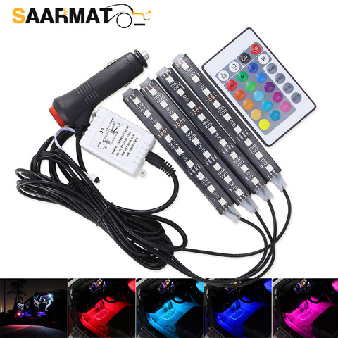 Cheap 4pcs Car USB Light 7 Colors RGB LED Auto Car Atmosphere Light  Decorative Lamp Automotive Accessories Decoration Interior Mini Light