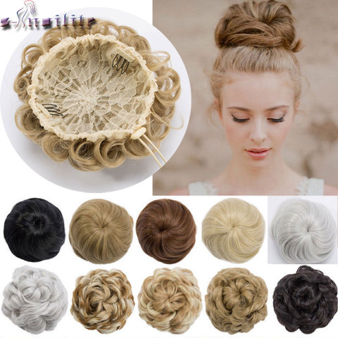 Snoilite drawstring clip in chignon hair bun synthetic bun hair piece drawstring updo hair buns women curly chignon hair ► Photo 1/6