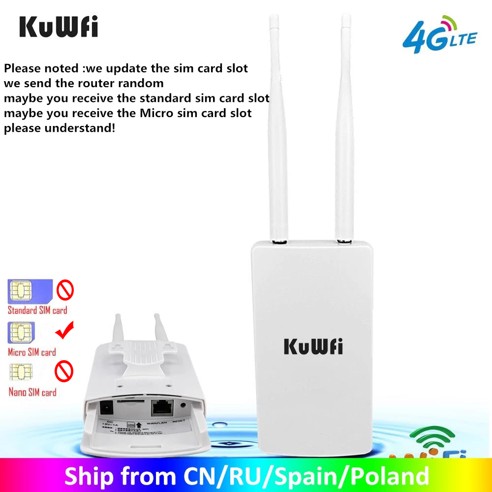 KuWFi Waterproof Outdoor 4G CPE Router 150Mbps CAT4 LTE Routers 3G/4G SIM Card WiFi Router for IP Camera/Outside WiFi Coverage - Price & Review | AliExpress Seller - KuWFi Store