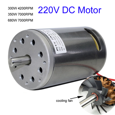 220V DC Machine Tool Motor 300W 4200RPM 350W/680W 7000RPM, with steel bracket, single way governor, rectifier, cooling fan ► Photo 1/6