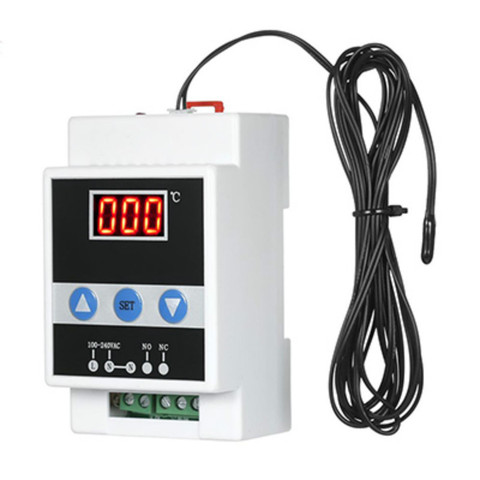 Din Thermostat with Temperature Sensor AC 90-250V Guide Rail Thermoregulator Digital Temperature Controller Refrigeration ► Photo 1/3