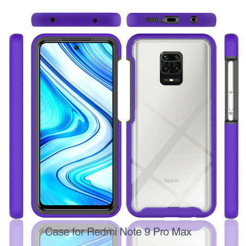 Hybrid Rugged Armor PC + TPU Shockproof Case for Redmi Note 9s 9 Pro Max 9A 9C Soft Frame Clear Back Cover For Mi Note 10 Lite ► Photo 1/6