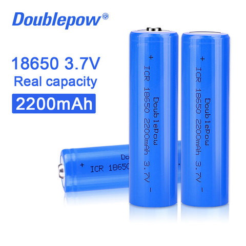 Doublepow 100% original new 18650 3.7v 2200mah 18650 rechargeable lithium battery for flashlight batteries ► Photo 1/6