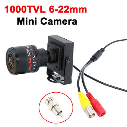 1000TVL/700TVL 6-22mm Varifocal Lens Metal Mini Camera Manual Adjustable Lens with RCA Adapter CCTV camera Car Overtaking Camera ► Photo 1/6