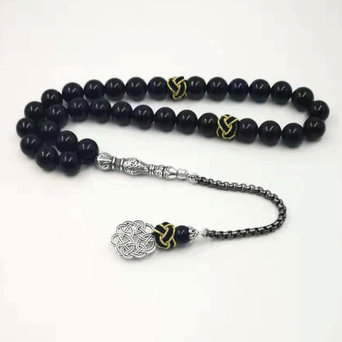 Natural Black Agates rosary Muslim Tasbih gift islam misbaha Man's Onxy prayer beads 33 66 99beads stone Rosary ► Photo 1/6