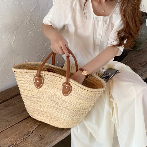 casual wicker woven large capacity totes rattan women handbags designer summer beach straw bags lady bali big basket buckets bag ► Photo 1/6