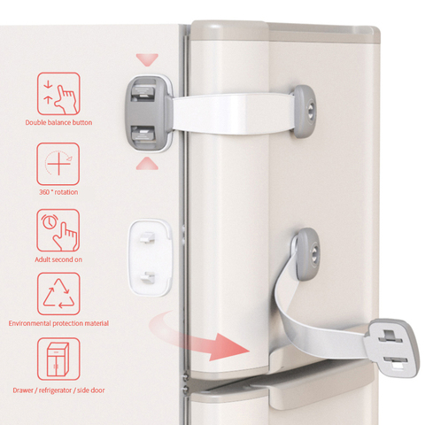 Child Safety Lock Multifunctional Refrigerator Drawer Lock Double Snap Button Baby Safety Supplies Cabinet Door Lock ► Photo 1/6