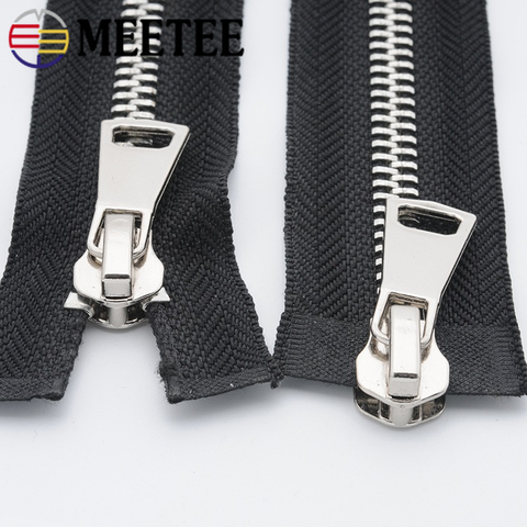 Meetee 8# 70/80/100/120cm Double Open End Metal Black Zipper Clothing Jacket Coat Outdoor DIY Sewing Zipper Accessories ► Photo 1/6